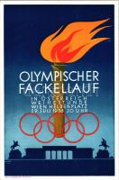 1936 Olympischer Fackellauf in Österreich Weihestunde Wien Heldenplatz / Olimpiai fáklyaváltó Ausztriában / Olympic torch relay in Austria, Vienna. So. Stpl
