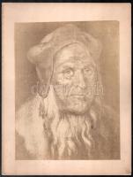 Albrecht Dürer (1471-1528) festő, grafikus portréja, grafika nyomán készült fénynyomat, 26,5×19,5 cm