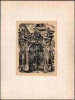 Olvashatatlan jelzéssel: Krakkói részlet, fametszet, papír, 22×16,5 cm