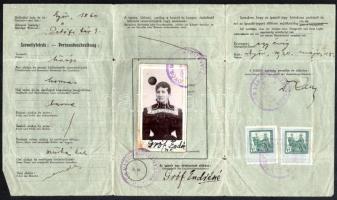 1920 Győr, fényképes igazolójegy Gróf Endréné tanítónő részére, bélyegzésekkel + 1945.VI.5. A Magyar...