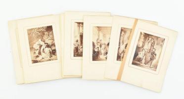 cca 1880-1900 Festményeket ábrázoló fénynyomatok, 19 db, lapméret: 10,5x7,5 cm
