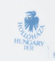 Hollóházi virágmintás bonbonier, kis kopásokkal, jelzett, 8x9 cm