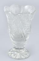 Ólomkristály váza, kopásokkal, m: 13,5 cm
