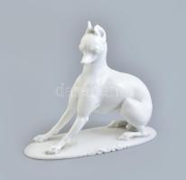 Rosenthal agár kutya. tervező: T. Kärner. Fehér mázas, jelzett, sérüléssel a fülén. 14 cm