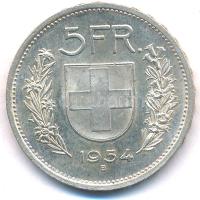 Svájc 1954B 5Fr Ag T:1-,2  Switzerland 1954B 5 Francs Ag C:AU,XF  Krause KM#40