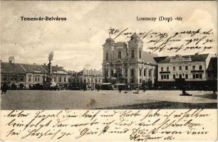 1908 Temesvár, Timisoara; Belváros, Losonczy Dom tér, piac, üzletek / square, market, shops (EK)