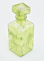 Zöld Whiskey üveg, kopásokkal, m: 23,5 cm