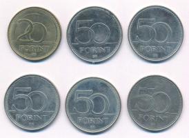 2003. 20Ft "Deák" + 2004-2007. 50Ft (5xklf) különböző emlékkiadások T:2,2- patina, karc
