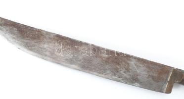 Choora, afgán tőr, XIX. sz., berakásos csont markolattal, bambusz hüvellyel, h: 30 cm