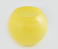 Sárga gömbváza, design üveg, hibátlan, m: 22, d: 25 cm