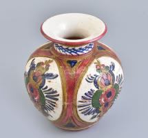 Jelzés nélkül: Régi kerámia váza, kis kopásokkal, m: 16 cm
