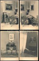 Régi lakásbelsők, bútorok, 9 db fotó, 9×13 cm