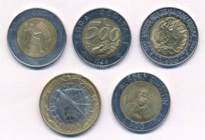 San Marino 1984-1992. 500L (4x) + 2000. 1000L, közte "A technológia forradalma - Ember számítóg...