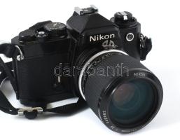 cca 1980 Nikon FE analóg fényképezőgép, Zoom-Nikkor 1:3,5 43-86mm objektívvel, eredeti tokjában + Te...