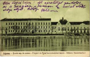 1934 Lippa, Lipova; Állami polgári és felső kereskedelmi iskola. Bárány Szerén kiadása / trade school (EK)