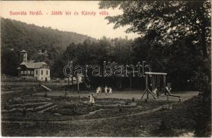 Szováta-fürdő, Baile Sovata; Jték tér, Károly villa. Dragomán S. J. kiadása / playground, villa