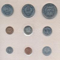 9 darabos külföldi érme összeállítás laminált fóliában, közte Dominikai köztársaság, Costa Rica, Ecu...