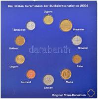 1991-2002. 10xklf érméből álló összeállítás sérült, The last National Coins of the 10 new EU-Members karton tokban T:1-2 1991-2002. 10xdiff coin lot in damaged, The last National Coins of the 10 new EU-Members cardboard case C:UNC-XF