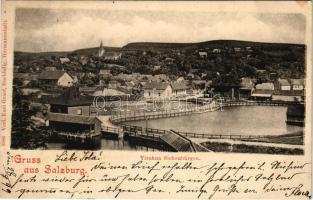 1899 (Vorläufer) Vízakna, Salzburg, Ocna Sibiului; fürdő / spa + NAGY-SZEBEN-KIS-KAPUS 149. SZ. vasúti mozgópost bélyegző