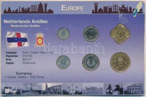 Holland Antillák 2004-2007. 1c-1G (6xklf) forgalmi összeállítás sérült kartonlapon T:1,1- Netherlands Antilles 2004-2007. 1 Cent - 1 Gulden (6xdiff) coin set in cardboard sheet C:UNC,AU