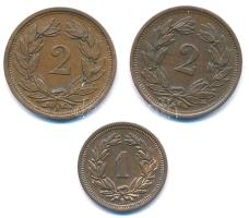 Svájc 1929B 2r bronz + 1937B 1r bronz + 1941B 2r Br T:1-,2 Switzerland 1929B 2 Rappen bronze + 1937B 1 Rappen bronze + 1941B 2 Rappen Br C:AU,XF