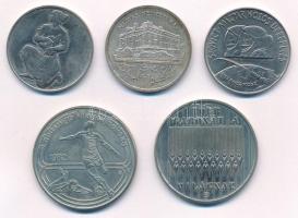1980-1983. 100Ft (4xklf) különböző emlékkiadások + 1992. 200Ft Ag "MNB" C:1-,2 patina