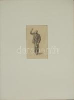 1936 Ék Sándor (1902-1975) Lenin tanulmány (ceruza, papír) (az 1972-es műcsarnoki gyűjteményes kiállítás anyagából) 20x30cm