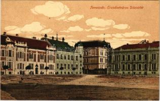 Temesvár, Timisoara; Erzsébetváros, Dózsa tér. Polatsek kiadása / square