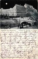 1899 (Vorläufer) Bucharest, Bukarest, Bucuresti, Bucuresci; Palatul de Justitie si Cheiul Dimbovitei / palace of justice, quay, night (EK)