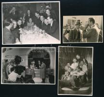 Pálházy Gyula (1910-1944) filmfotós hagyatékából származó 4 db kis méretű fotó, színészekkel (Jávor Pál, Karády Katalin, Szilassy László, stb.), 5,5×8 és 8,5×11,5 cm közötti méretekben