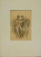 1935 Ék Sándor (1902-1975) Tanulmány (ceruza, papír) (az 1972-es műcsarnoki gyűjteményes kiállítás anyagából) 29x44 cm paszpartuban