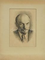 Ék Sándor (1902-1975): Lenin kőnyomat paszpartuban 43x56cm