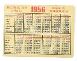 1956 Országos Takarékpénztár fém kártyanaptár