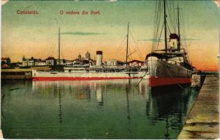 1909 Constanta, O vedere din Port / steamship (EK)