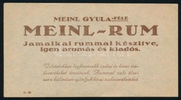 Meinl Gyula-féle Meinl-rum számolócédula