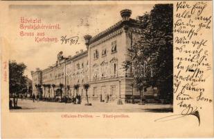 1901 Gyulafehérvár, Karlsburg, Alba Iulia; Tiszti pavilon. Atelier Bach / Officiers-Pavillon / K.u.K. military officers pavilion