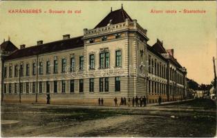 1915 Karánsebes, Caransebes; Állami iskola / Scoaele de stat / school (EK)
