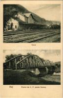 Dés, Dej; Gara, Podul de C. F. peste Somes / vasútállomás, Szamos vasúti híd / railway station, railway bridge over Somes river