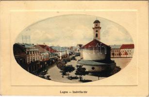 Lugos, Lugoj; Izabella tér, templom. Szidon József kiadása / square, church