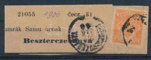 1900 Hírlapbélyeg teljes címszalagon "BESZTERCZEBÁNYA"