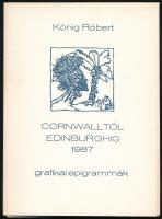 König Róbert: Cornwalltól Edinburghig 1987. Grafikai epigrammák. 20 db fametetszetet tartalmazó sorszámozott mappa (08 számú). Mindegyik szignált