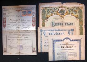 1900-1940 4 db dekoratív oklevél / 4 nice warrants