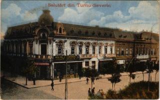 1924 Turnu Severin, Szörényvár; street view, shop of Josef Frisch (fl)