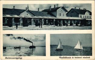 1941 Balatonszentgyörgy, vasútállomás, vitorlások és hajók (EK)