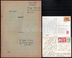 1987-1988 Kéri Edit (1926-2021) színművésznőnek szóló levelezések, képeslapok, 3 db (Varannai Aurél ...