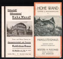 cca 1940 2 db német nyelvű idegenforgalmi prospektus, Hohe Wand, gyűrődéssel, szakadással.