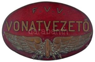 ~1950-1970. FVV (Fővárosi Villamosvasút) Vonatvezető zománcos bronz sapkajelvény (35x55mm) T:1-