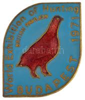 1971. Vadászati Világkiállítás Brit Pavilon zománcos jelvény (25x38mm) T:1- Hungary 1971. World Exhibition of Hunting British Pavilion enameled bronze badge (25x38mm) C:Au