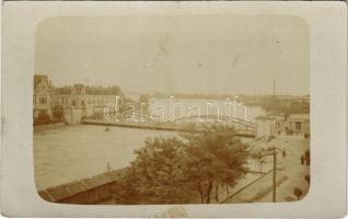 1912 Lugos, Lugoj; árvíz a Temes folyón, Haberehrn-palota, Graf K. üzlete, híd / Timis river flood, bridge, shops, palace. photo