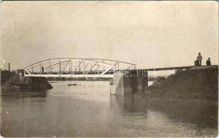1912 Lugos, Lugoj; árvíz a Temes folyón, híd / Timis river flood, bridge. photo